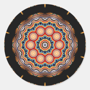 Pegatina Redonda Caleidoscopio de los círculos