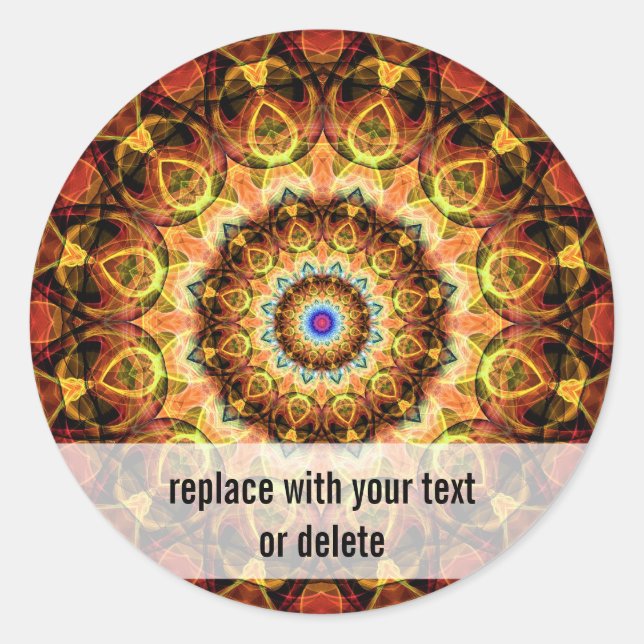 Pegatina Redonda Caleidoscopio de vidrio quemado de Ochre (Anverso)