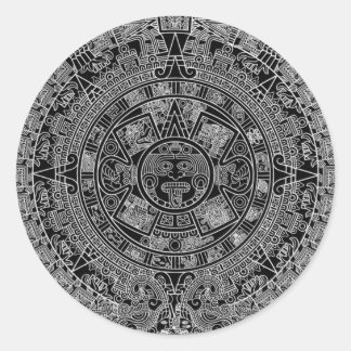 Pegatina Redonda Calendario azteca maya (negro) 12.21.2012