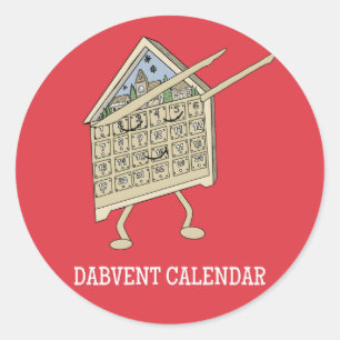 Pegatina Redonda Calendario de Adviento con Dabbing Divertido Crist