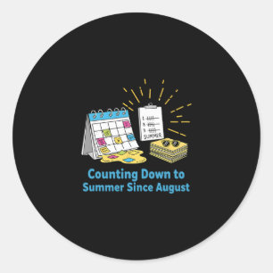 Pegatina Redonda Calendario Escolar de Maestra Divertida Meme Vacac