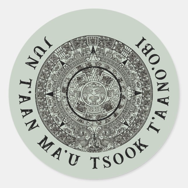 Pegatina Redonda Calendario maya 1 azteca mexicano de soles aztecos (Anverso)
