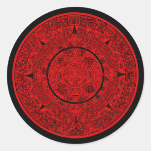 Pegatina Redonda Calendario maya azteca de piedra solar mexicano 2
