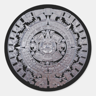 Pegatina Redonda Calendario maya azteca moderno
