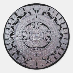 Pegatina Redonda Calendario maya azteca moderno
