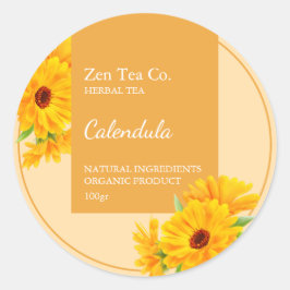 Pegatina Redonda Calendula Herbal Tea Business Label