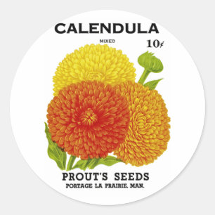 Pegatina Redonda Calendula Vintage Seed Pack