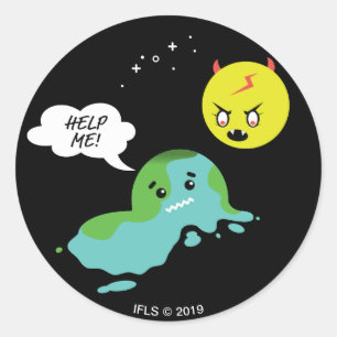 Pegatina Redonda Calentamiento del planeta