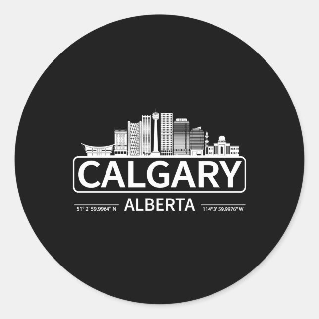 Pegatina Redonda Calgary Alberta Cityscape Viaje A Calgary (Anverso)