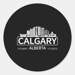 Pegatina Redonda Calgary Alberta Cityscape Viaje A Calgary