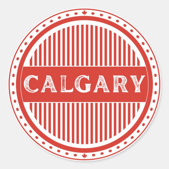 Pegatina Redonda Calgary City Pride Emblem – Canadian Identity (Anverso)