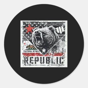 Pegatina Redonda Cali Grizzly Grit - Tee Premium gráfico