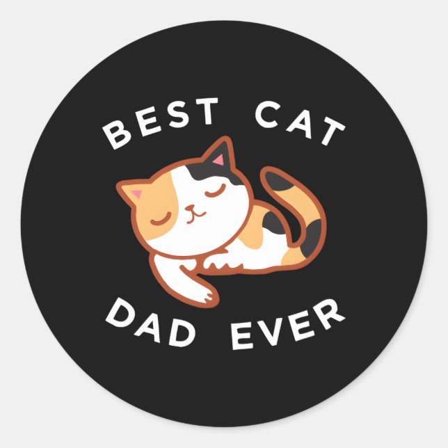 Pegatina Redonda Calico Cat Dad Mejor Padre Kitty (Anverso)