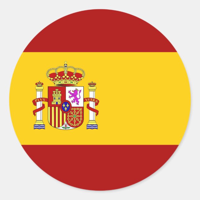 Pegatina Redonda Calidad de la bandera de España (Anverso)