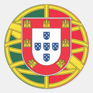 Pegatina Redonda Calidad de la bandera portuguesa
