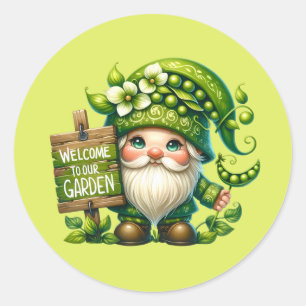 Pegatina Redonda Cálido jardín gnome