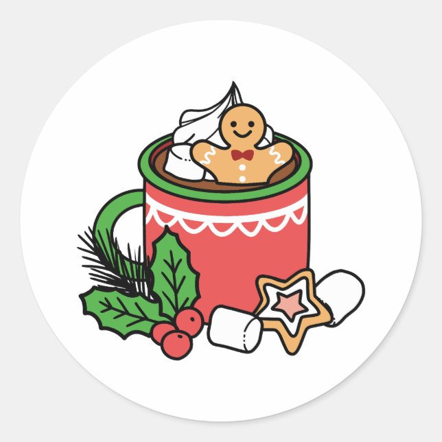 Pegatina Redonda Caliente con llamadas de cacao a la caída de la ni (Anverso)