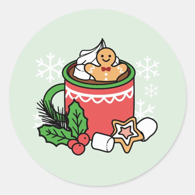 Pegatina Redonda Caliente con llamadas de cacao a la caída de la ni (Anverso)