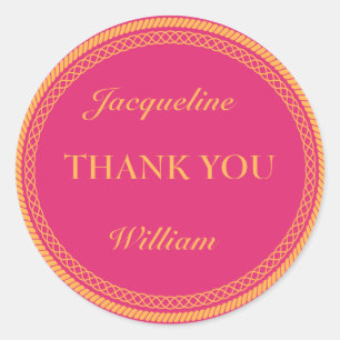 Pegatina Redonda Caliente rosa y Naranja Fluorescente / Etiquetas d