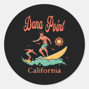 Pegatina Redonda California Dana Point Ca surfista playa de surf pe
