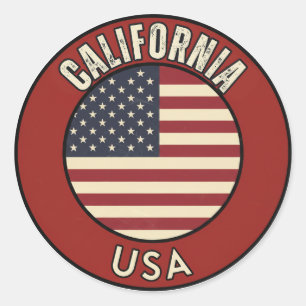 Pegatina Redonda California Estados Unidos