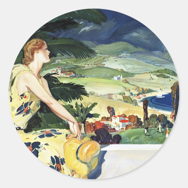 Pegatina Redonda California este verano (Anverso)