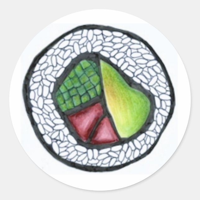 Pegatina Redonda California Maki Roll Sushi Cocina japonesa (Anverso)