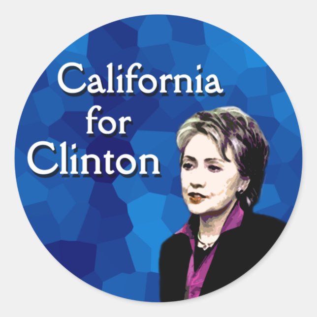 Pegatina Redonda California para Clinton (Anverso)