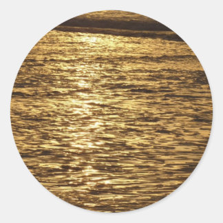 Pegatina Redonda California Sunset Waves Ocean Seascape