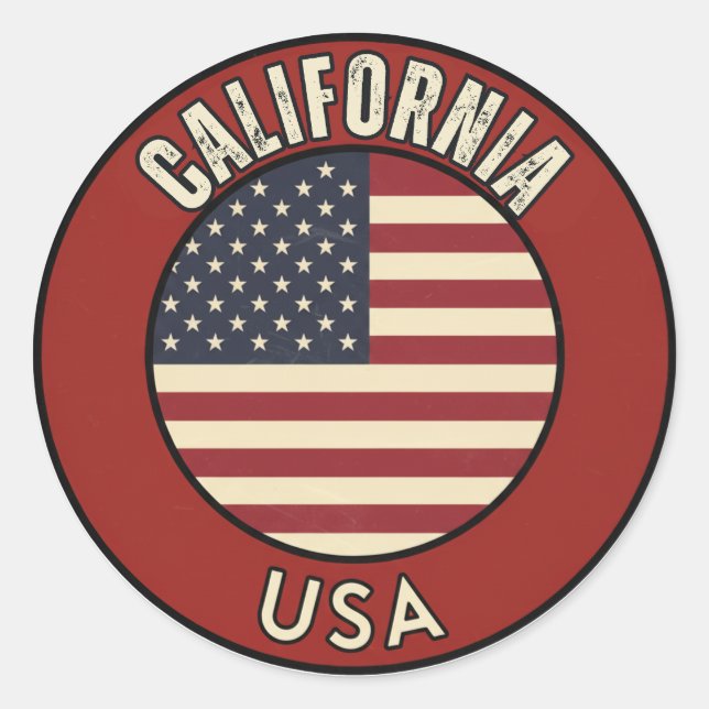 Pegatina Redonda California United States (Anverso)