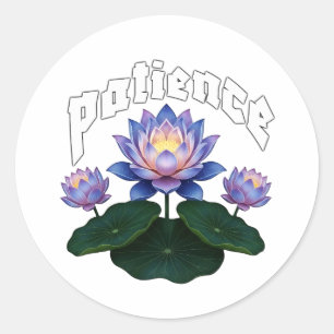 Pegatina Redonda Caligrafía Árabe Sabr Paciencia - Flor de Loto Zen