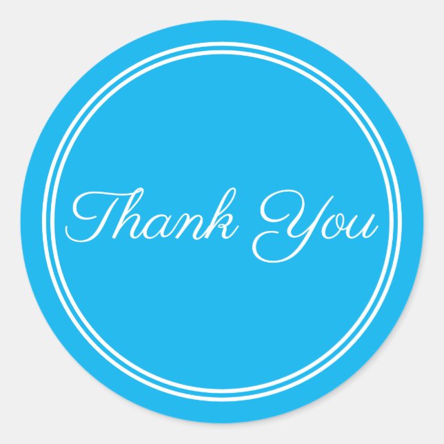 Pegatina Redonda caligrafía azul de escritura blanca Gracias Pegati (Anverso)