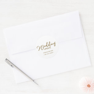 Pegatina Redonda Caligrafía Chic Boda Actualización Dorado