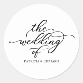 Pegatina Redonda Caligrafía Chic Moderna La Boda De Rou Clásico