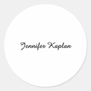 Pegatina Redonda Caligrafía Clásica Minimalista Profesional