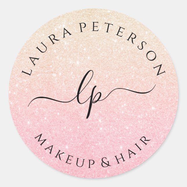 Pegatina Redonda caligrafía de escritura manuscrita de Rosa purpuri (Anverso)