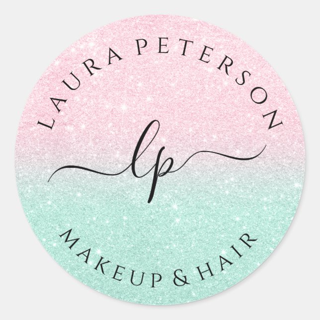 Pegatina Redonda caligrafía de escritura manuscrita de Rosa purpuri (Anverso)