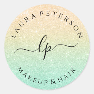 Pegatina Redonda Caligrafía de escritura manuscrita del purpurina d