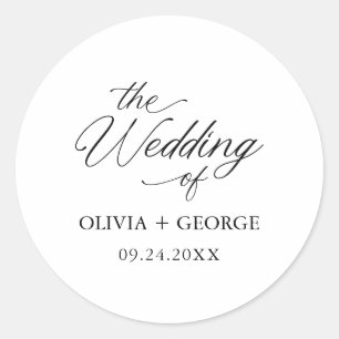 Pegatina Redonda Caligrafía de escritura moderna y elegante de colo