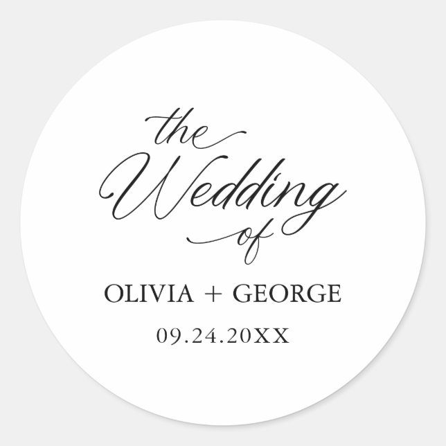 Pegatina Redonda Caligrafía de escritura moderna y elegante de colo (Anverso)