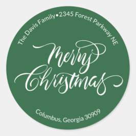 Pegatina Redonda Caligrafía de guión Llamada de Navidad Dirección d
