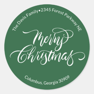 Pegatina Redonda Caligrafía de guión Llamada de Navidad Dirección d