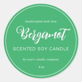 Pegatina Redonda Caligrafía de la Moda de velas de soja casera verd