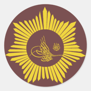 Pegatina Redonda Caligrafía de Tughra del imperio otomano