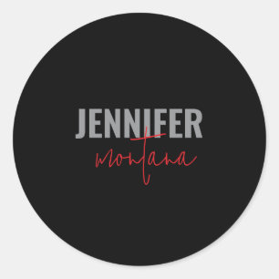 Pegatina Redonda Caligrafía Elegante Llanura Añadir nombre propio