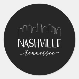 Pegatina Redonda Caligrafía estatal de Nashville Tennessee