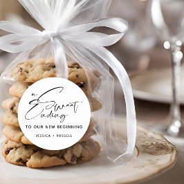 Pegatina Redonda Caligrafía moderna Favor de boda final dulce