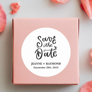 Pegatina Redonda Caligrafía Romántica Personalizada para Anuncio de