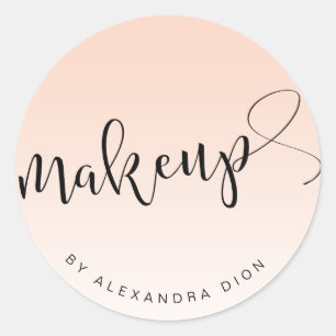 Pegatina Redonda Caligrafía simple de escritura manuscrita rosa