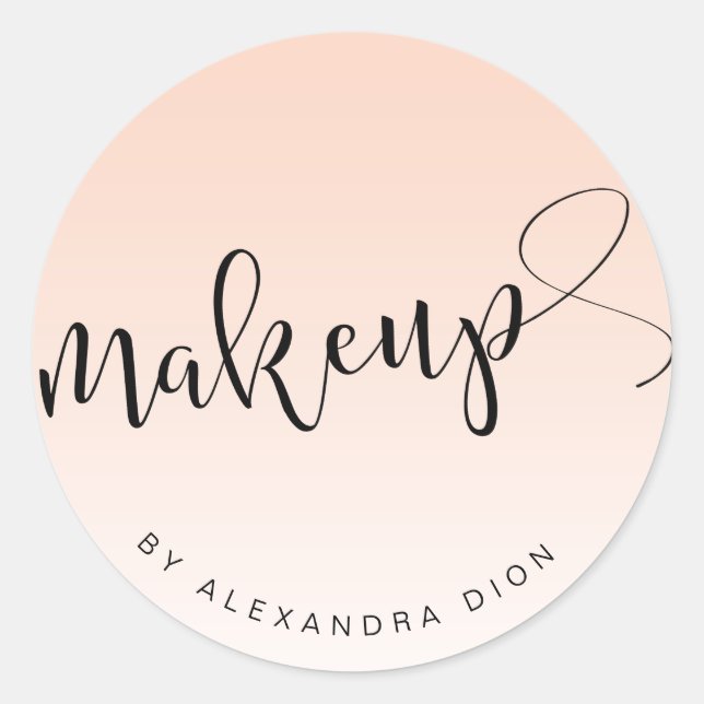 Pegatina Redonda Caligrafía simple de escritura manuscrita rosa (Anverso)